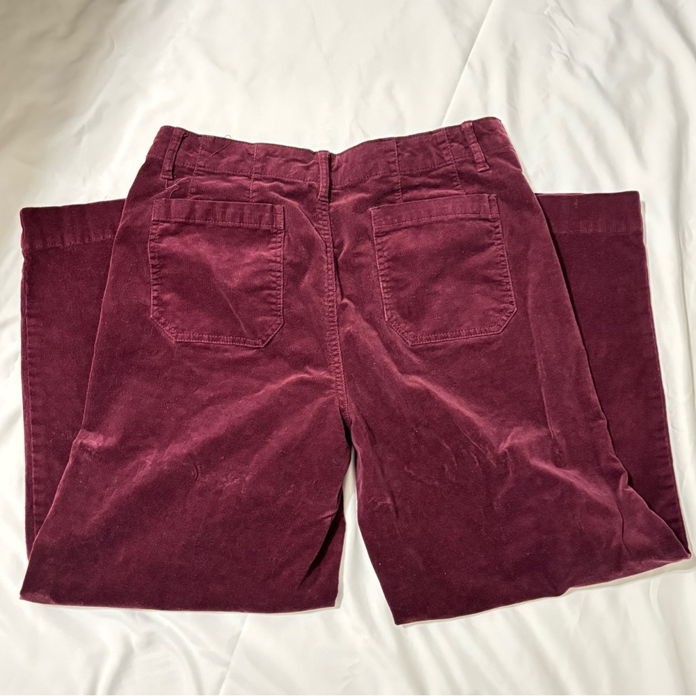 Code Bleu Maroon Corduroy Trousers Like New Size 12 Wide Leg Cropped - Picture 2 of 5